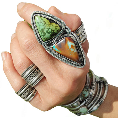 Hubei Turquoise & Boulder Opal Ring or Pendant
