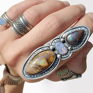 Triple Boulder Opal Ring or Pendant