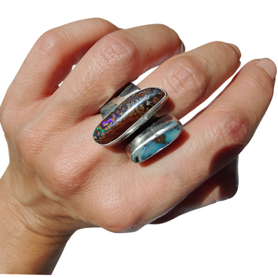 Double Boulder Opal Ring