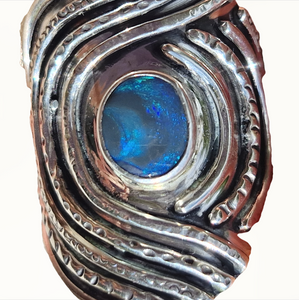 Lightning Ridge Earth Lines Shield Ring