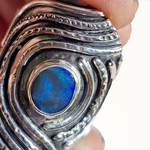 Lightning Ridge Earth Lines Shield Ring