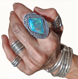 Mintabie Opal Earth Lines Ring