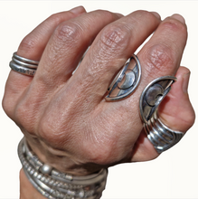 Load image into Gallery viewer, Open Band Moon Phase Cuff Ring - Made to Order