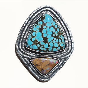 No.8 Turquoise and Boulder Opal Ring or Pendant