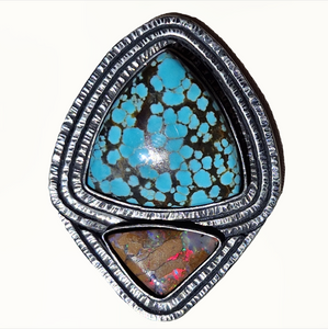 No.8 Turquoise and Boulder Opal Ring or Pendant