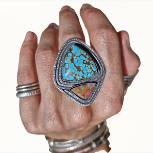 No.8 Turquoise and Boulder Opal Ring or Pendant