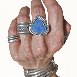 Mintabie Opal Earth Lines Ring