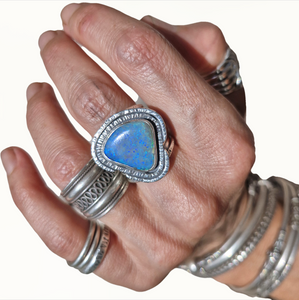 Mintabie Opal Earth Lines Ring