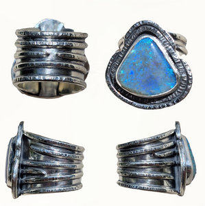 Mintabie Opal Earth Lines Ring