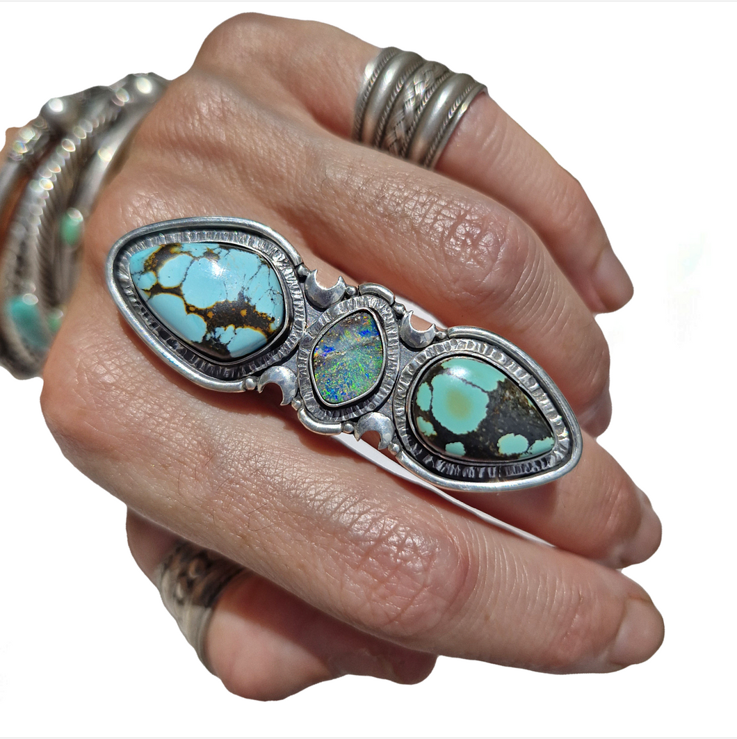 Turquoise and Boulder Opal Ring or Pendant