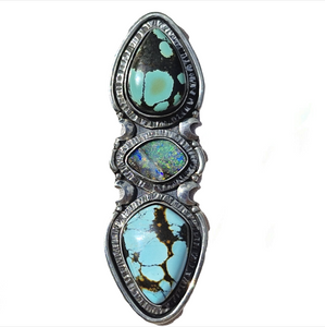 Turquoise and Boulder Opal Ring or Pendant