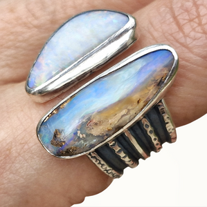 Boulder & Mintabie Opal Ring