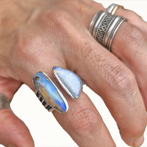 Boulder & Mintabie Opal Ring