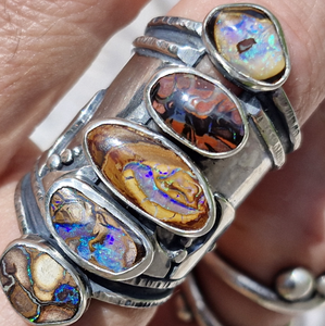 Sun Rays Boulder Opal Ring