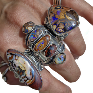 Sun Rays Boulder Opal Ring