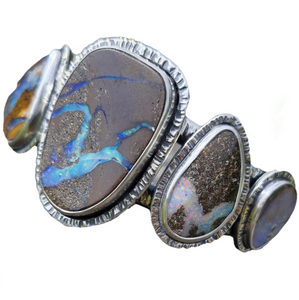 Statement Sterling Silver Boulder Opal Cuff