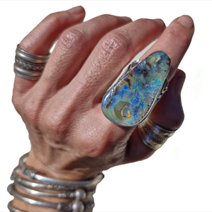 Tears of Sadness Tears of Joy Boulder Opal Ring