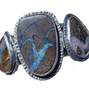 Statement Sterling Silver Boulder Opal Cuff