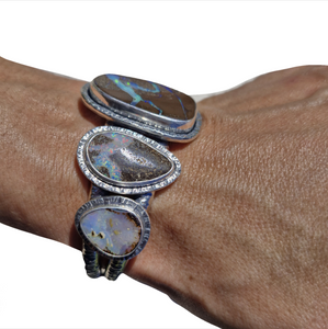 Statement Sterling Silver Boulder Opal Cuff