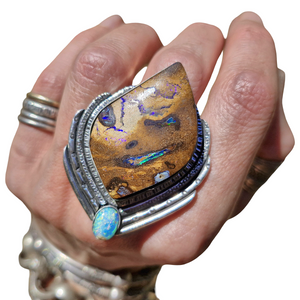 Boulder & Mintabie Opal Ring or Pendant
