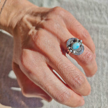 Load image into Gallery viewer, Numi Olive 925 Silver Turquoise Mini Shield Ring