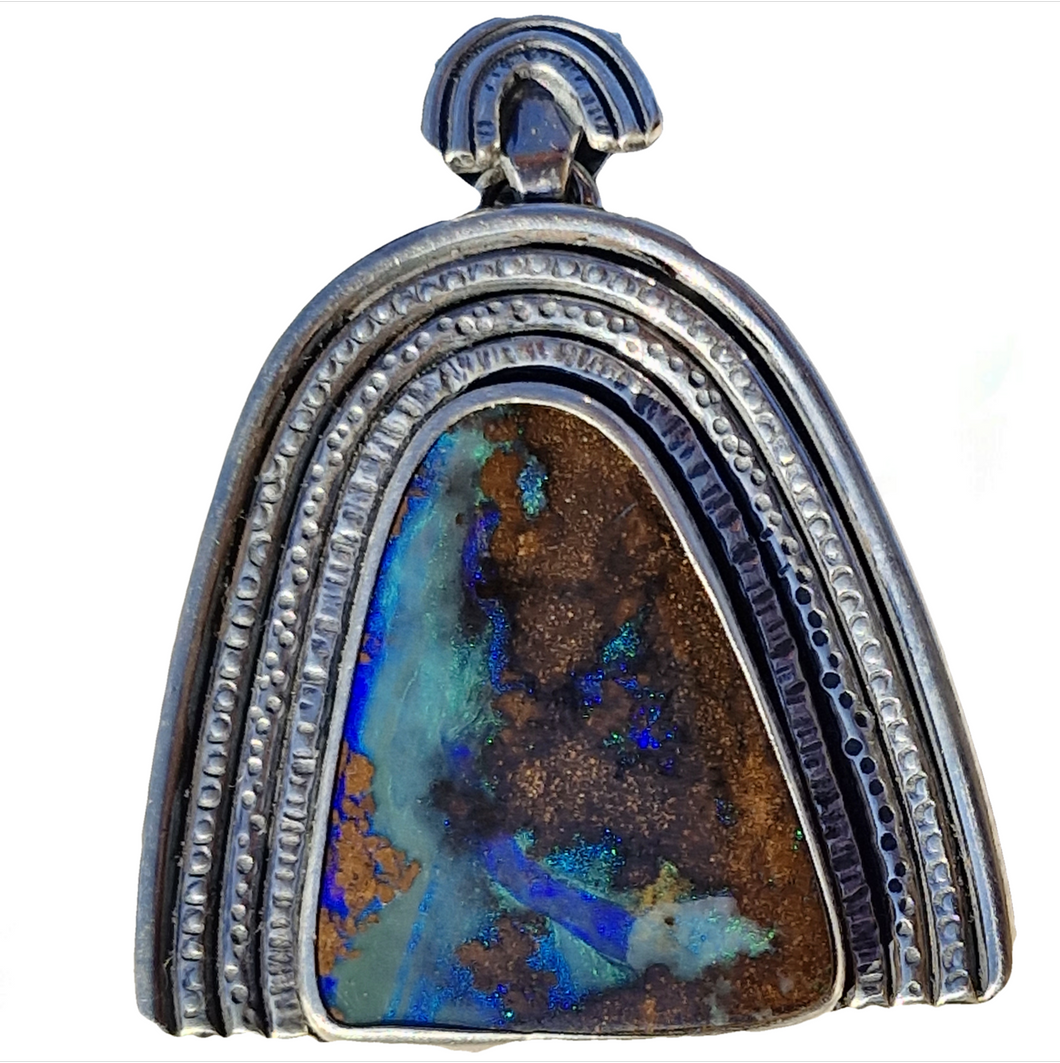 Double Rainbow Boulder Opal Necklace