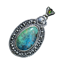 Load image into Gallery viewer, Campitos Turquoise and Lightning Ridge Opal Serpent Pendant