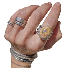 Load image into Gallery viewer, Crescent Moons Mexican Opal Ring