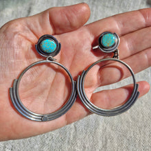 Load image into Gallery viewer, The Drift Handmade Turquoise Hoop 925 Silver Earrings