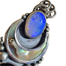 Load image into Gallery viewer, Opal, Abalone Moon and Onyx Pendant