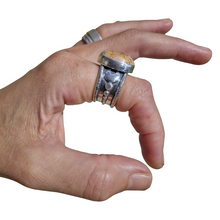 Load image into Gallery viewer, Crescent Moons Mexican Opal Ring