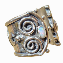 Load image into Gallery viewer, Double Mintabie Opal Spirals and Moons Ring
