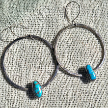 Load image into Gallery viewer, Numi Olive Turquoise Hoop 925 Silver Earrings