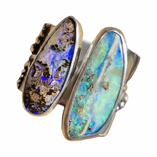 Load image into Gallery viewer, Double Boulder Opal Earth Lines Ring
