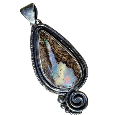 Spiral Boulder Opal Pendant