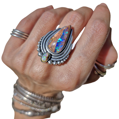Pipe and Boulder Opal Ring or Pendant