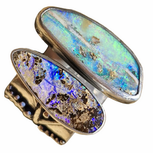 Load image into Gallery viewer, Double Boulder Opal Earth Lines Ring