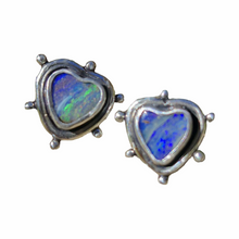 Load image into Gallery viewer, Boulder Opal Dotty Heart Earrings
