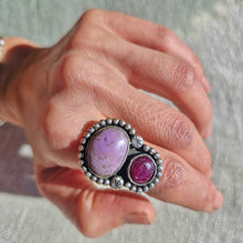 Load image into Gallery viewer, Numi Olive 925 Silver Purple Jade and Star Ruby Dot Ring