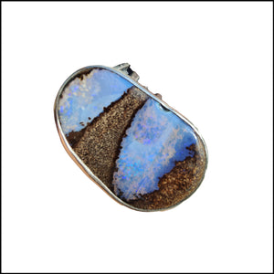 Lilac Landscape Boulder Opal Ring