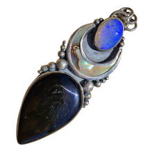 Load image into Gallery viewer, Opal, Abalone Moon and Onyx Pendant