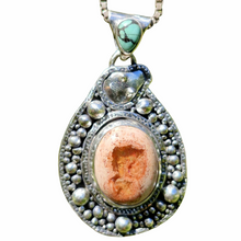 Load image into Gallery viewer, Mexican Opal and Dessert Bloom Turquoise Serpent Pendant