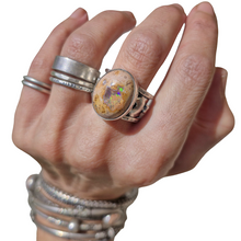 Load image into Gallery viewer, Crescent Moons Mexican Opal Ring