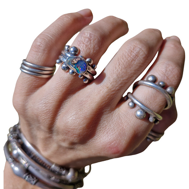 Double Dotty Boulder Opal Ring - Made to Order