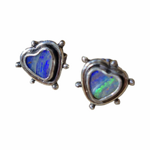 Load image into Gallery viewer, Boulder Opal Dotty Heart Earrings