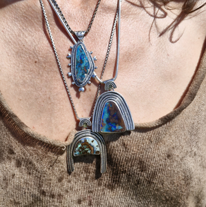 Double Rainbow Boulder Opal Necklace