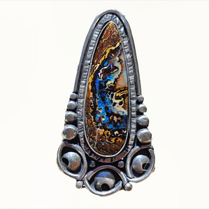 All Seeing Boulder Opal Ring or Pendant