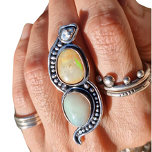 Load image into Gallery viewer, Handmade custom sterling silver australian boulder opal snake ring or pendant