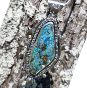 Rustic Moon Boulder Opal Pendant Necklace