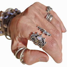 Load image into Gallery viewer, Double Mintabie Opal Spirals and Moons Ring